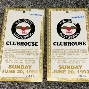 1993 U.S. Open Clubhouse Tickets